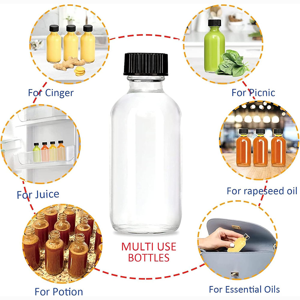 Glazen flessen met doppen, Wellness Shot-flessen Monsterflessen voor Bourbon Whiskey, drank, drank, oliën, tinctuur, hete saus, sap
