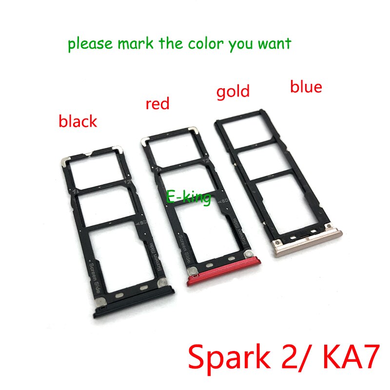 For Tecno Spark 2 4 5 6 7 Air Pro KA7 KC2 KC8 KD7 KD6 KE7 KE6 KF6 KF8 KB7 Sim Card Slot Tray Holder Sim Card Reader Socket: KA7 remark color