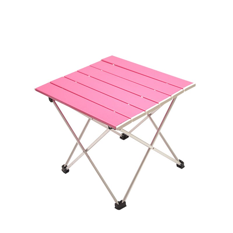 Foldbart bærbart trætrykt campingbord letvægtsstabilt mesas plegables rejse vandreture bbq udendørs lejr picnicbord: Lyserød