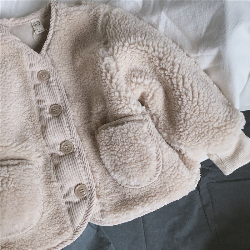 Autumn And Winter Children Boys Girls Jacket Korean Loose Lamb Fleece Thickened Coat BC821