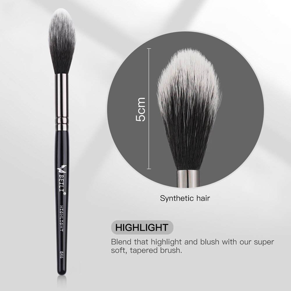 BEILI, 1 pieza, brochas de maquillaje sintético profesionales negros, resaltador, mezcla de rubor, delineador de ojos, brochas maquillaje: 846