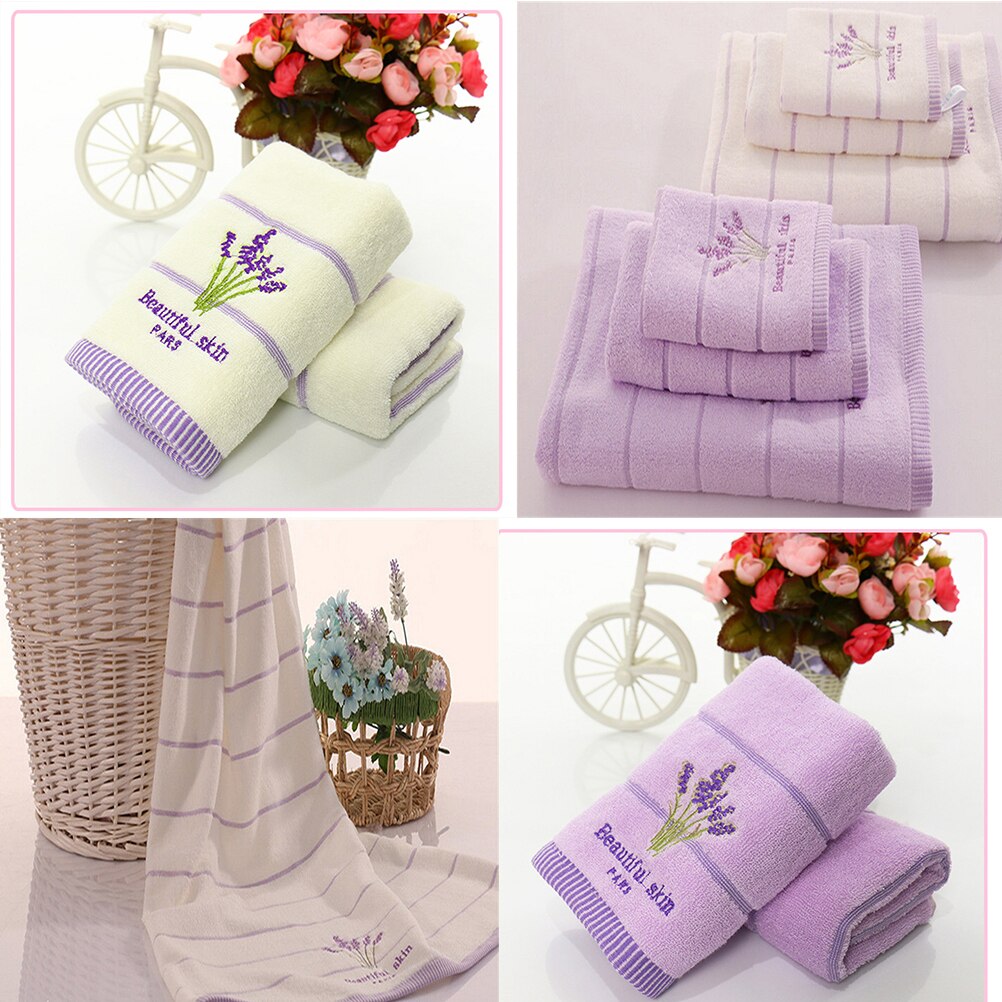 Embroidery Towels Beautiful Skin Paris Lavender Flowers Cotton Fabric Fragrant Smell Washcloths Towels 34*74cm 1Pc