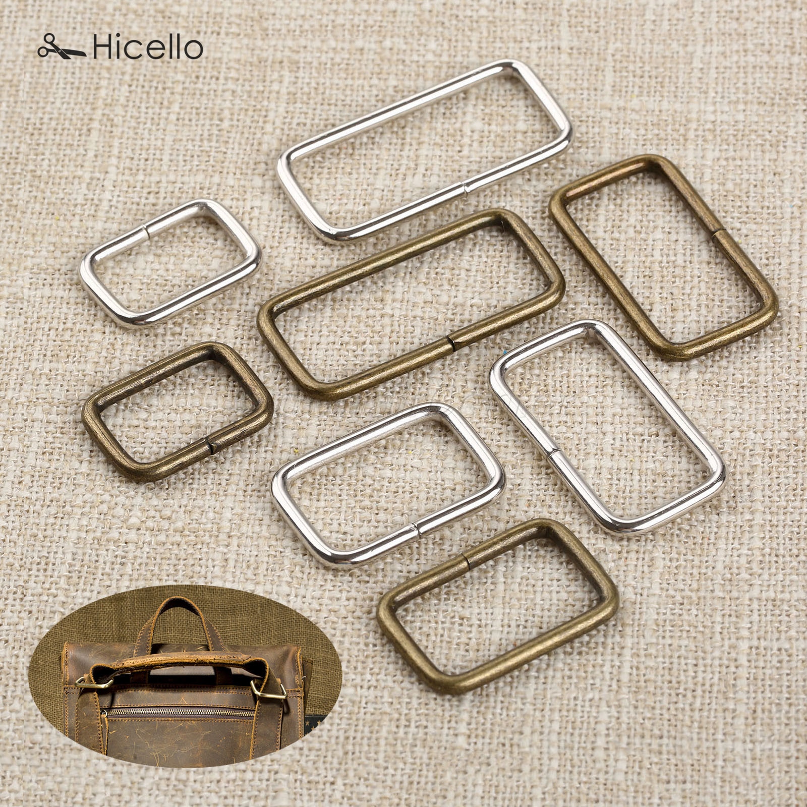 20Pcs/lot Metal square ring buckles Garment Belt DIY Needlework Luggage Sewing handmade Bag purse buttons Bronze Silver Hicello