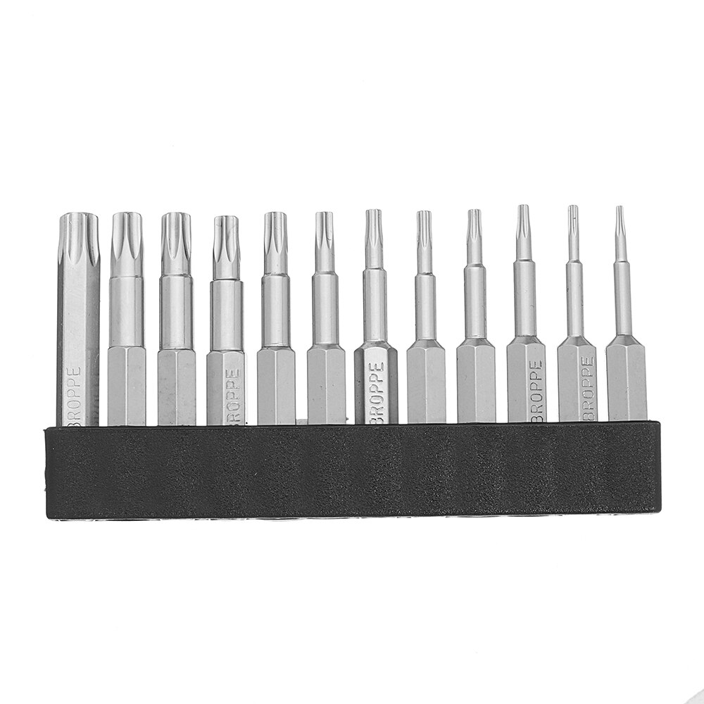 Broppe 12Pcs Set Security Bit Set Tamper Proof Screwdriver Drill Bit Screw Driver Bits Hex Torx Flat Head 1/4" Driver Bits