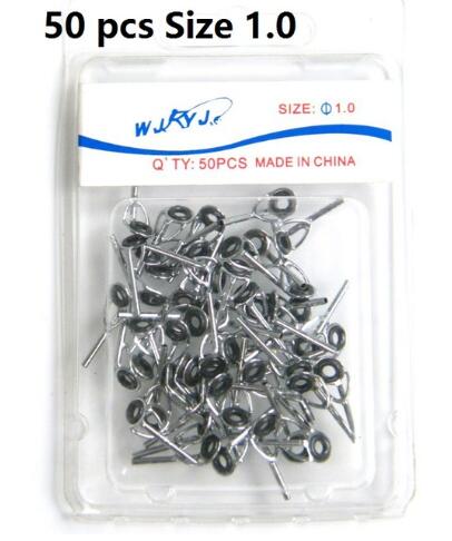 50 Pcs Fishing Rod Guide Guides Tip Tops Replacement Repair Kit 1mm 1.5mm 2mm Stainless Steel &amp; Ceramic Eye Ring Tip Tops Rod: Light Grey