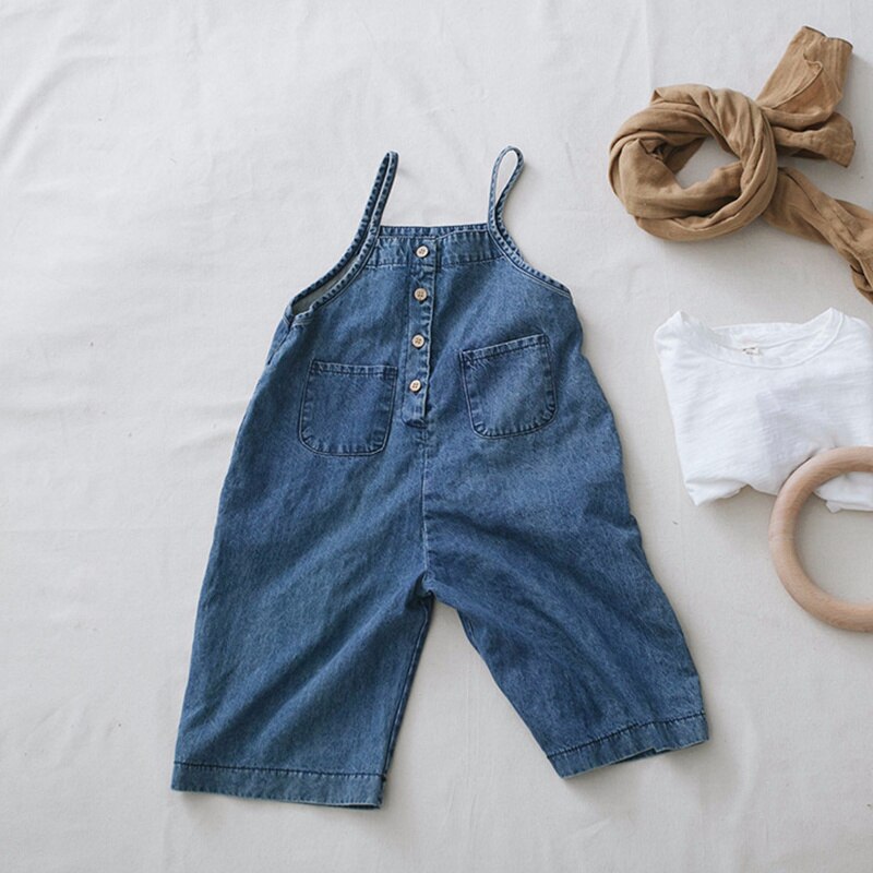 Kids Denim Jumpsuit Korean Toddler Boys Girls Playsuit Baby Outfit 6M-7Year
