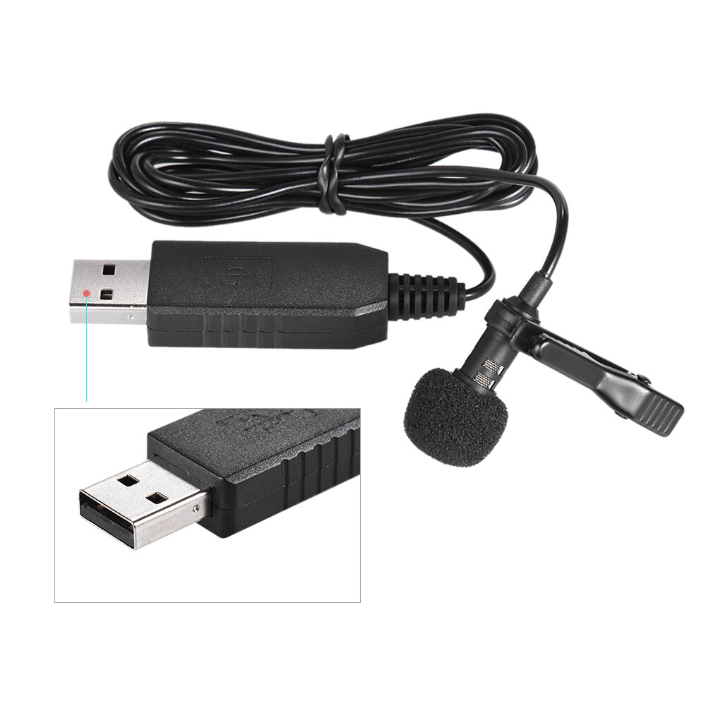 USB Microphone Portable Mini Stereo Clip-on lapel mic lavalier microphone condenser Microphone for computer PC karaoke studio