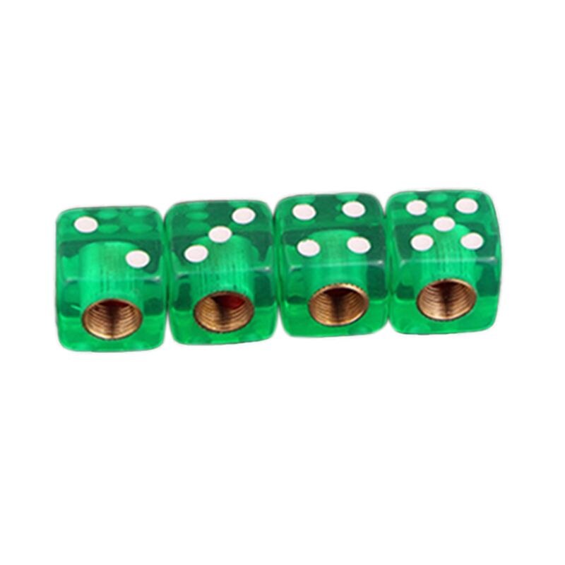 4pcs Dice Shape Car Truck Wheel Tire Air Valve Stem Cover Dust Cap Bicycle Valve: Green