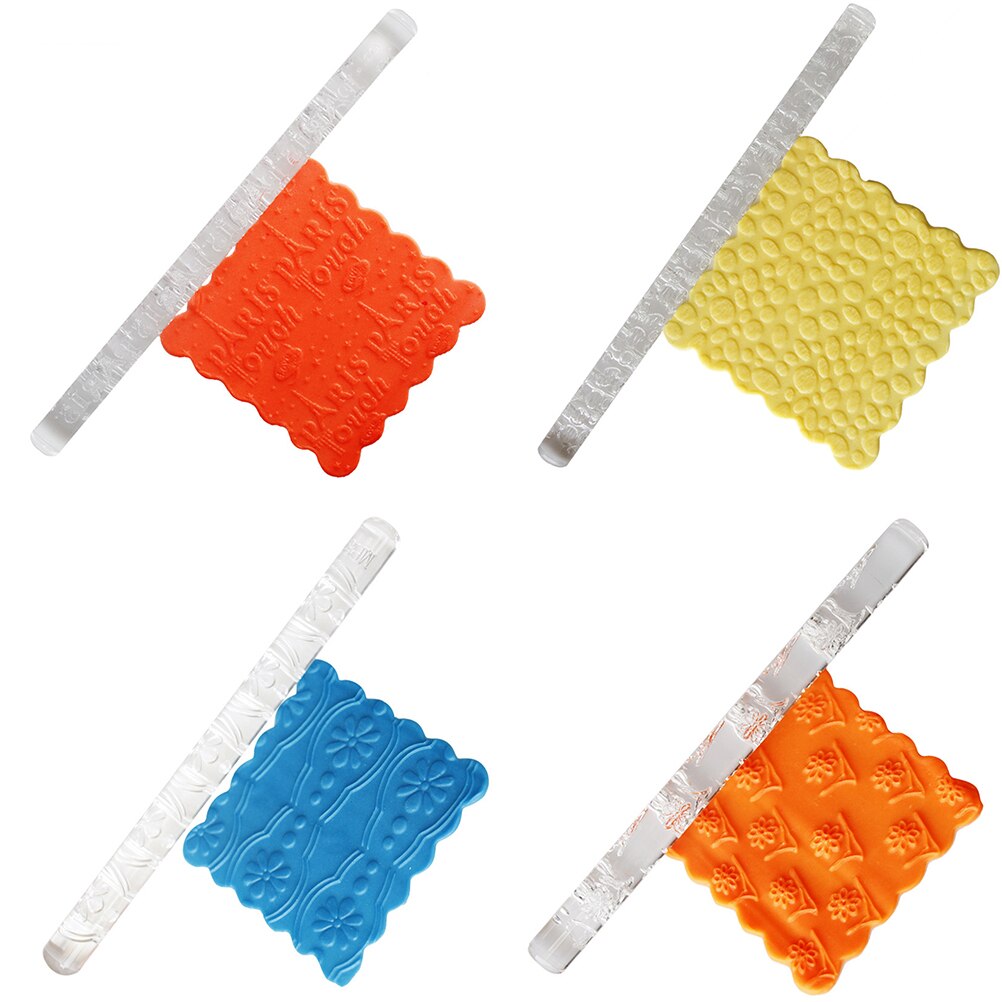 Kitchen Rolled Fondant Tools Impression Rolling Pin Cupcake Decorating Roller Cake Decorating Tools Mini Baking Cook Tools