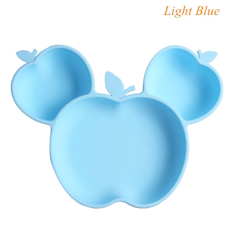 Beeshum Siliconen Kom Voor Babyvoeding Gerechten Baby Speelgoed 0-12 Maanden Apple Cartoon Feeding Bowls Baby Servies Kindje plaat: light blue