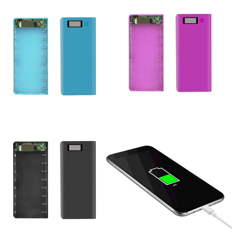 8*18650 Battery Holder Dual USB Power Bank Battery Box Mobile Phone Charger DIY Shell Case Charging Storage Case