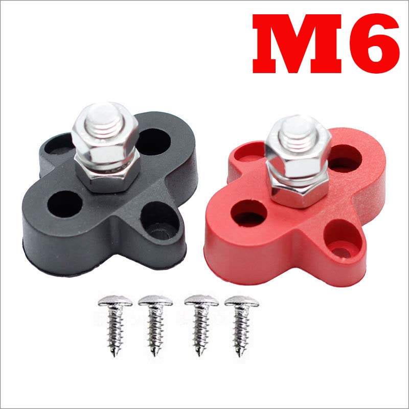 M6 M8 48V Junction Block Bus Bar 5/16" Terminal Block Insulated Dual Heavy Duty Power Distribution Stud Positive Negative RV: WHITE