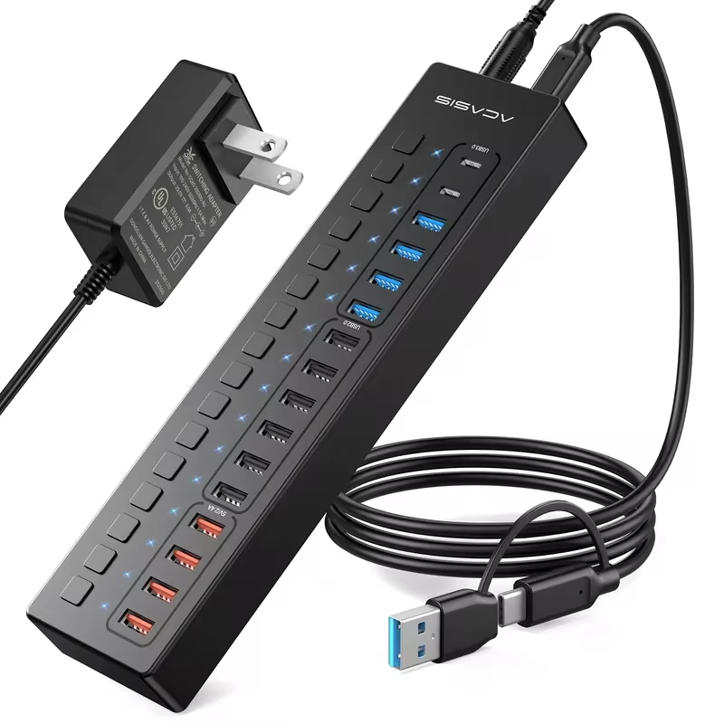 Acasis usb-c-hub 16- -i- -1 med gratis usb-c till usb-adapter, usb-a /c 3.0 för tangentbord, mus, skrivare, typ-c-hub för macbook pro: Rosa