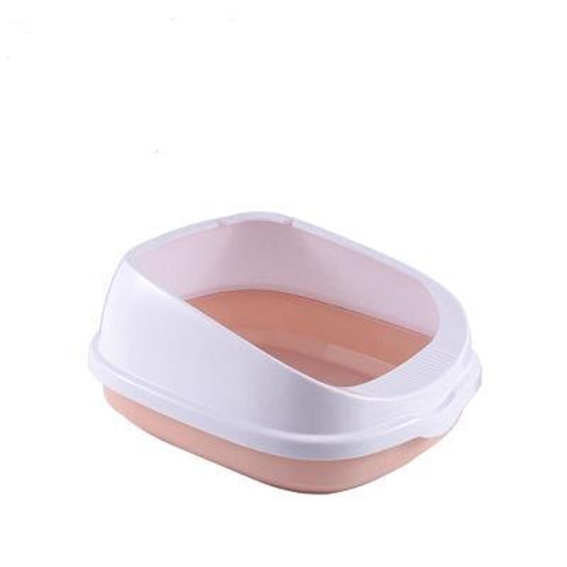 Arenero semicerrado con valla alta, caja de arena para gatos con cuchara para excrementos, estuche de basura para entrenamiento, inodoro antisalpicaduras, orinal para mascotas: Pink / L