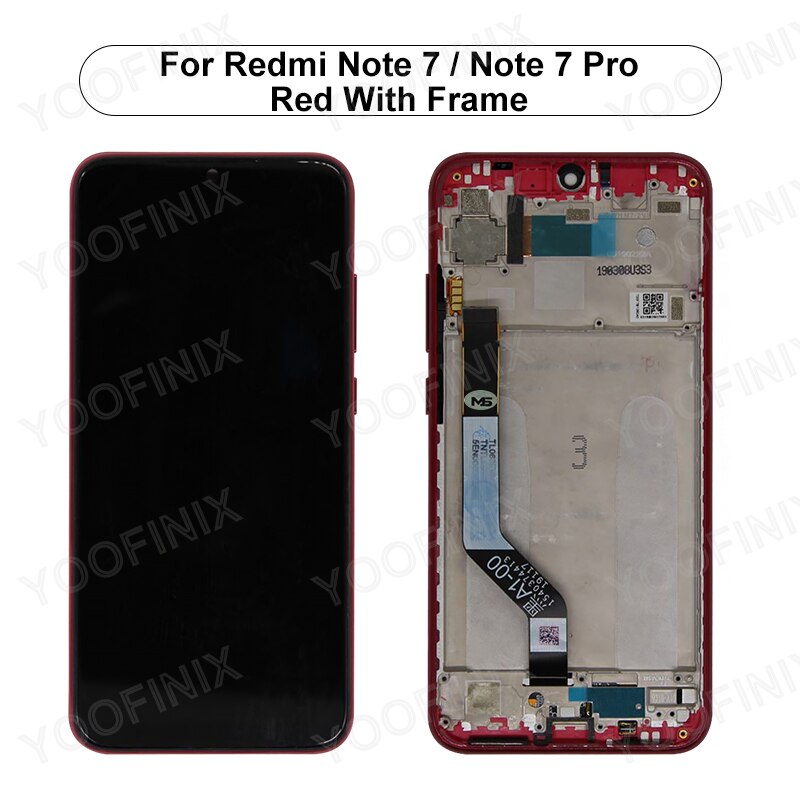 Piezas de repuesto para Xiaomi Redmi Note 7, Digitalizador de pantalla táctil LCD Original de 6,3 pulgadas, M1901F7G: With Red Frame