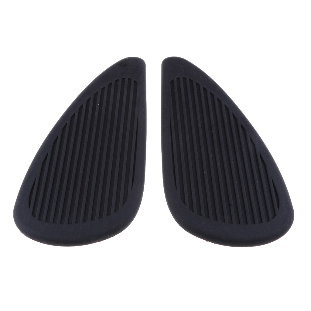 2 Pcs Motorcycle Rubber Fuel Tank Traction Side Pad Knee Grip Protector Sticker Tankpad - Black