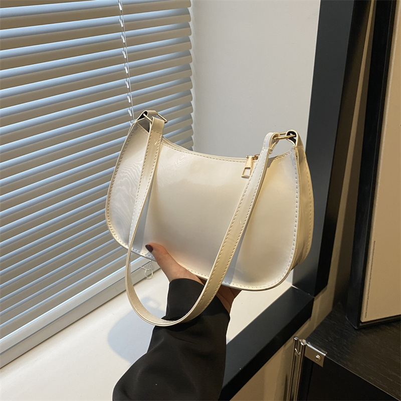 PU Leather Solid Color Small Square Bag Single Shoulder Armpit Handbag Women's Casual Commuting Bag Korean Style: Beige