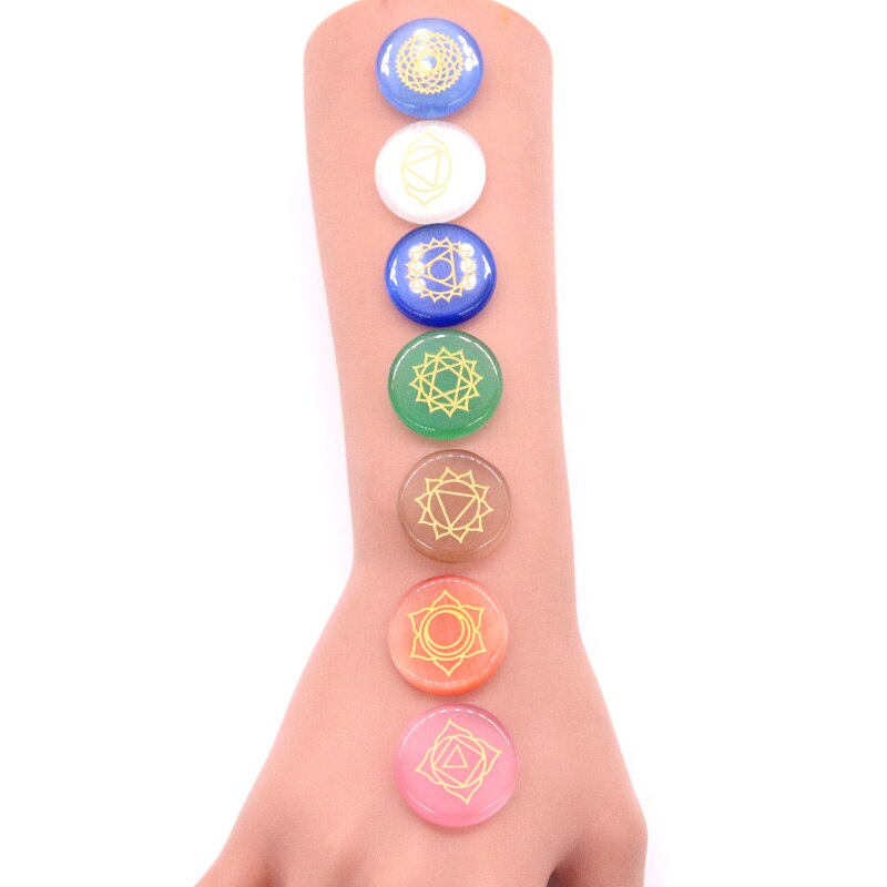 Keine loch mix naturstein sieben chakras patten geschnitzt oval anhänger für schmuck zubehör, der 7 teile/los