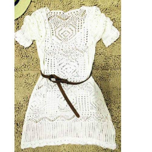 Frauen Damen Spitze Häkeln lässig Kleid Sommer Kleidung Abdeckung hoch Bademode Badeanzug Sommer Bademode