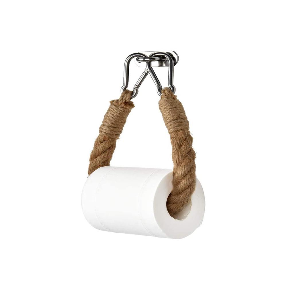 Cáñamo de cuerda para colgar en la pared, portarrollos de baño Retro hecho a mano, soporte de papel higiénico, accesorios de baño: Default Title