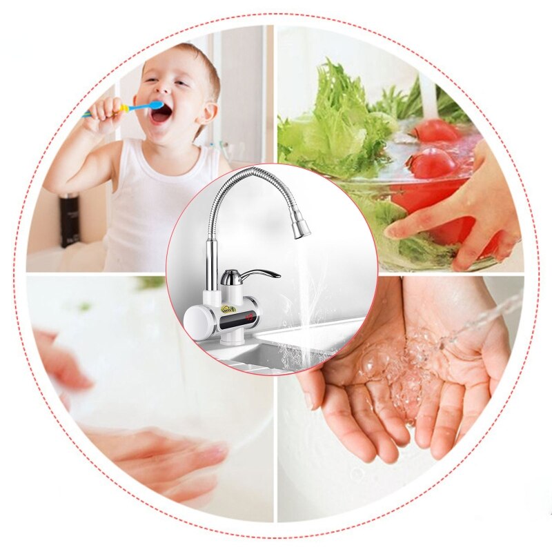 Instant Electric Water Heater Rapid Heating Faucet with Temperature Display P9YD
