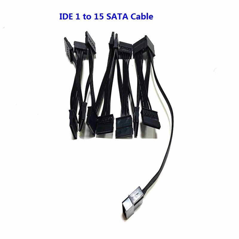 4Pin Ide Molex Naar 12-Poort 15Pin Sata Power Cable Cord Lead 18AWG Draad Voor Harde Schijf Hdd Ssd pc Server Diy Zwart: 4pin IDE to 15 SATA