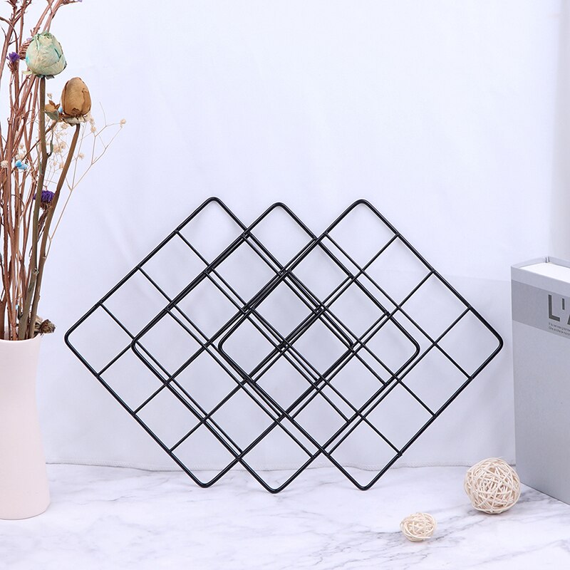 20/35cm Wall Art Display Mesh Storage Shelf Metal Grid Photo Frame Organizer Rack Holder Home Decoration