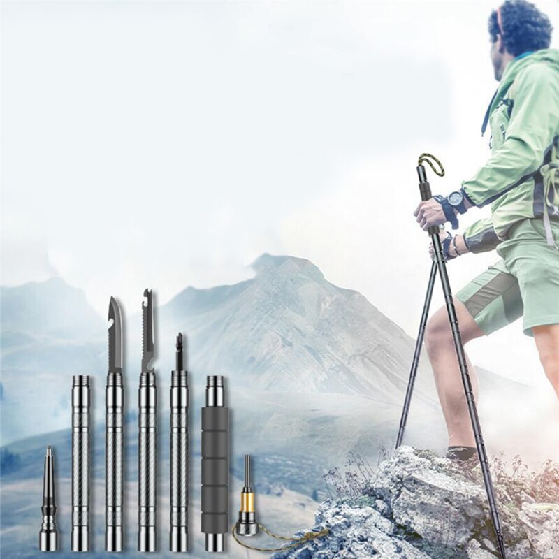 Trekking Pole Wandelstokken Multifunctionele Vouwen Ultralight Quick Lock Wandelingspool Outdoor Camping Wandelen Stok