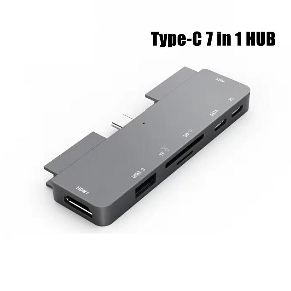 7 in 1 usb c hub til ipad pro 11 " /12.9 ", type c  to 4k hdmi adapter med usb 3.0, pd opladning, sd/tf kortlæser ,3.5mm stik