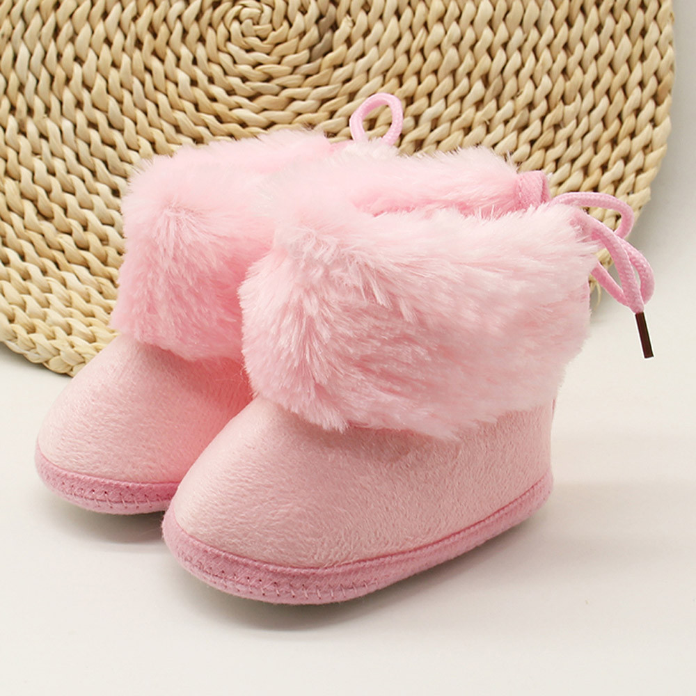 Kids Winter Schoenen Peuter Pasgeboren Baby Soild Wol Laarzen Zachte Zool Sneeuw Prewalker Warme Schoenen Kinderen Schoenen Voor Kids Туфли roze: Roze / 13