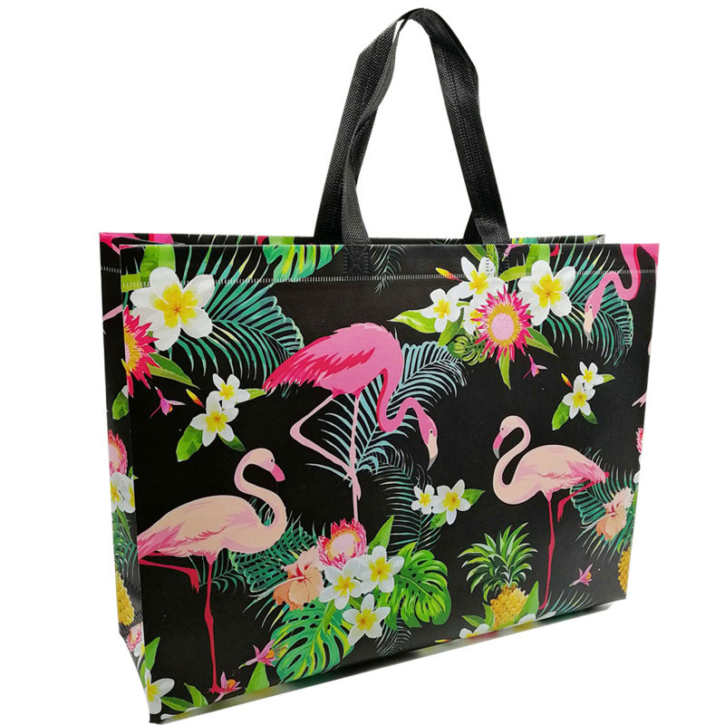 Flamingo taske mange farver polyester foldbar genanvendt indkøbspose øko genanvendelig tote taske tegneserie blomster frugt grøntsag købmand