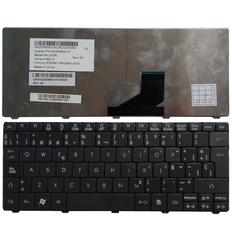 Teclado español para Acer aspira un D255 D255E 522 D257 AOD257 D260 D270 AOD260 AO521 AO532 AO533 532 532H 521 533 SP negro