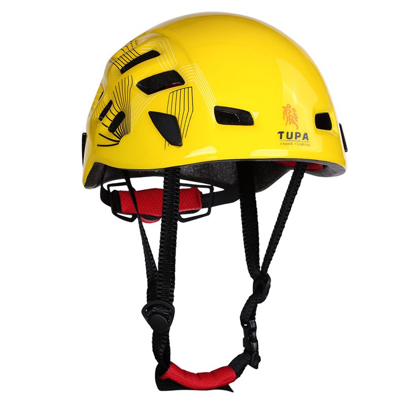 Hjelme udendørs klatring ned ad bakke caving redning cykling justerbar høj styrke sikkerhed beskyttende bjergbestigning tilbehør: Gul