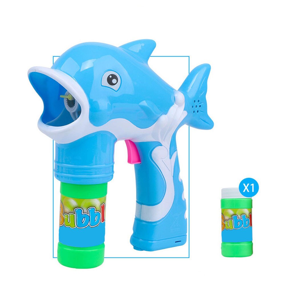 Electric Dolphin Bubble Gun Fully Automatic Children's Cartoon Electric Music Light Dolphin Bubble Machine: Red