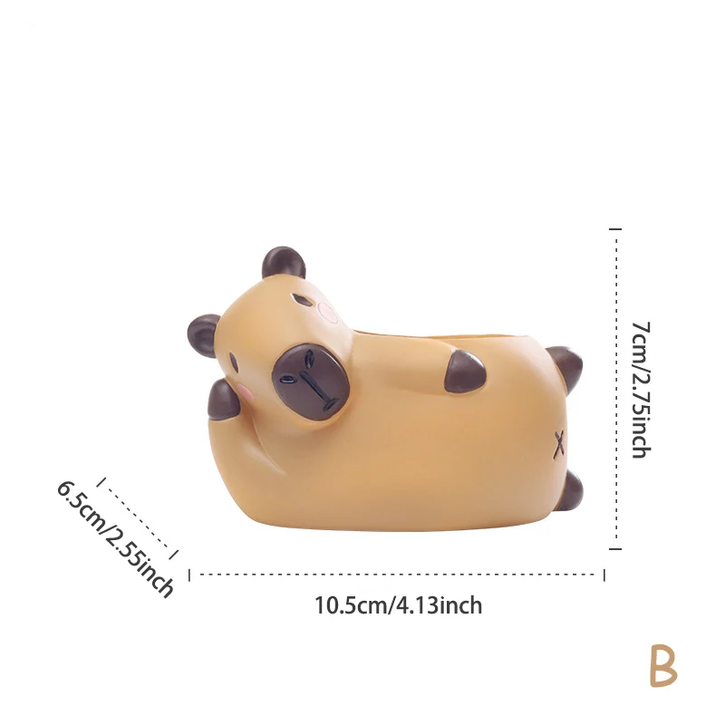 Bonito capivara pequeno vaso de plantas resina suculenta plantador para mesa escritório em casa mini ornamento jardim fadas vaso decoração: YELLOW