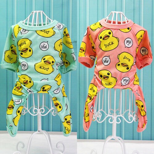 Cute Duck Dog Pajamas Cotton Small Dog Clothes Chihuahua Yorkie Bichon Pug Costume Puppy Clothing for Dog Jumpsuit