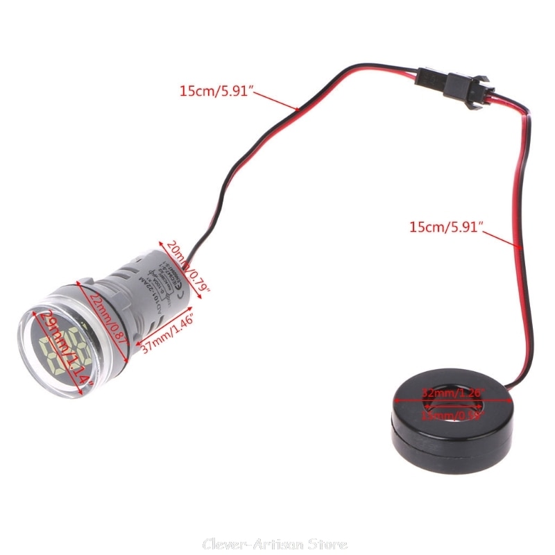 AC220V 22mm Digital Ammeter 0-100A Current Monitor Meter Signal Lamp Amperemeter Au 27 20