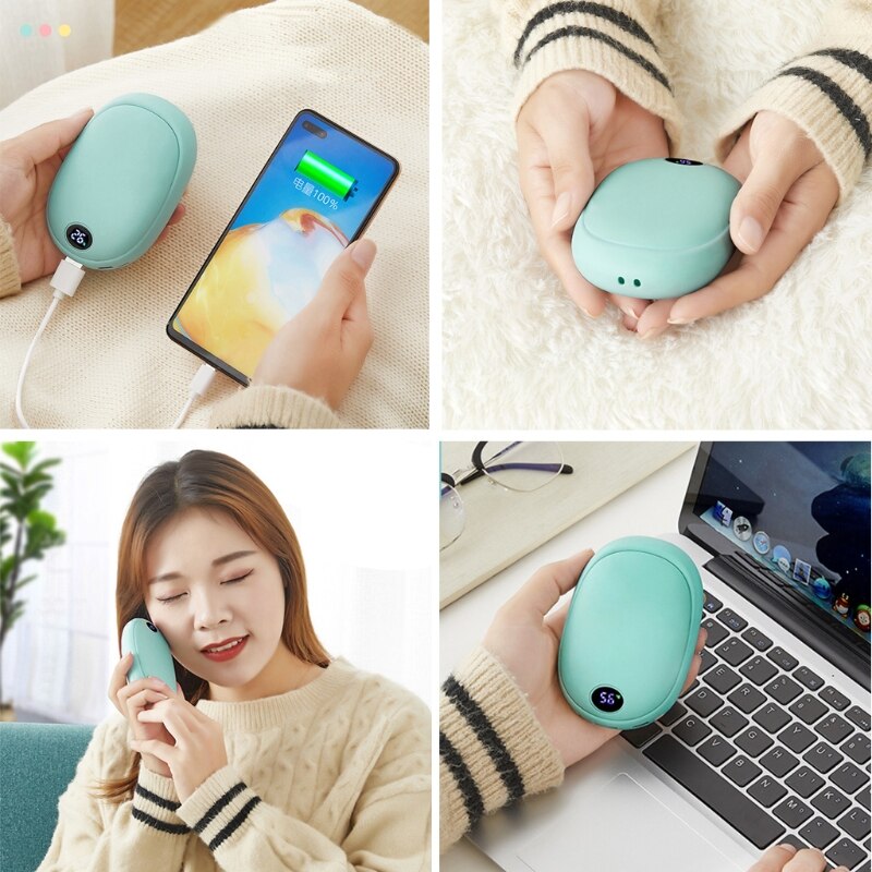 2 In 1 USB Heater Rechargeable Electric Warmer Quick Hand Warmer Heat Heater Light Safety Pocket Mobile Power 10000 mAh