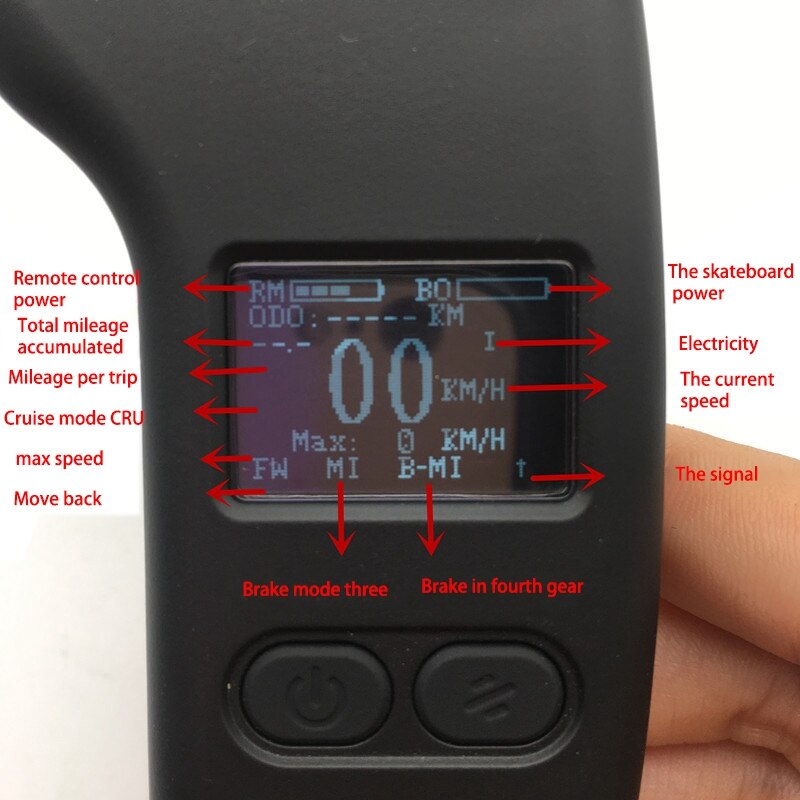 Electric Skateboard Wireless LED Display Remote Control with Adjustable Speed Braking Deck Skateboard Accessory