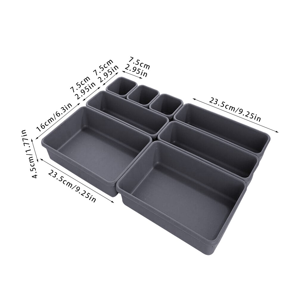 8pcs/set Drawer Divider Plastic Storage Box Insert Tray Office Home Organizer Supplies
