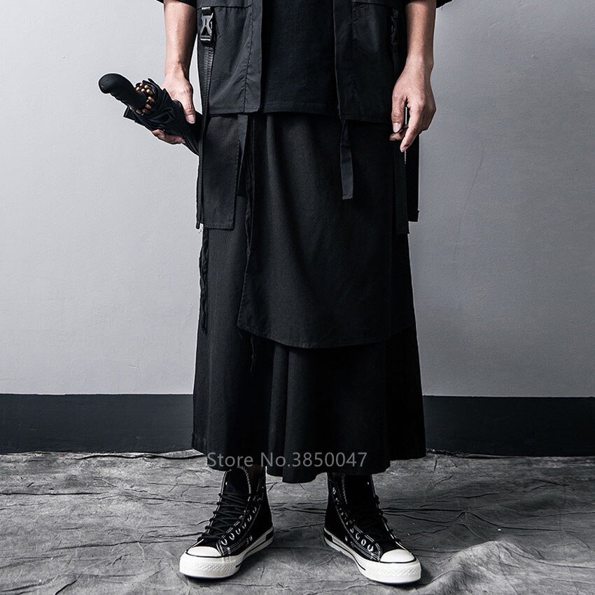 Pantalon Kimono noir gothique japonais pour femmes et hommes, Yukata, Haori samouraï, Costumes Cosplay, vêtements traditionnels, Streetwear