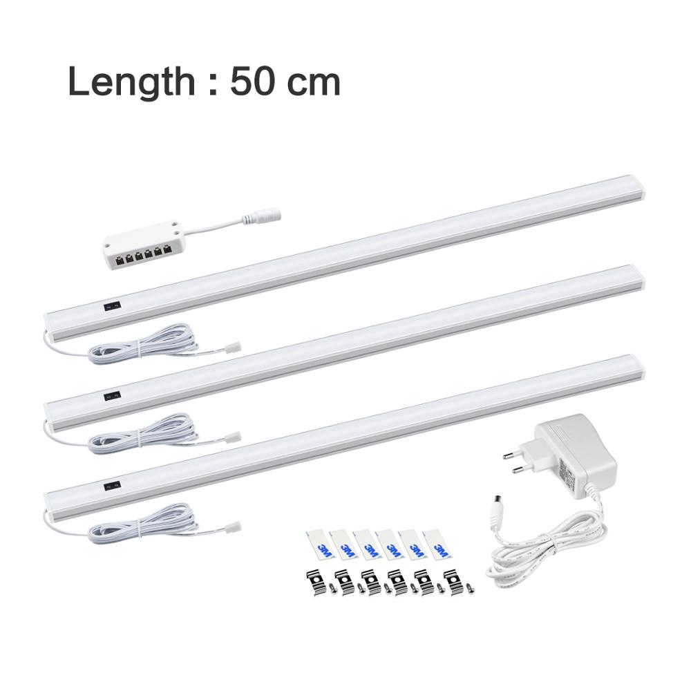 5W 6W 7W Hand Scan fegen Sensor LED Küche Schrank Lichter 12V Aluminium Profil LED Band rohr lampe Hintergrundbeleuchtung Streifen 30/40/50cm: 3x50cm mit EU Energie / warm Weiß