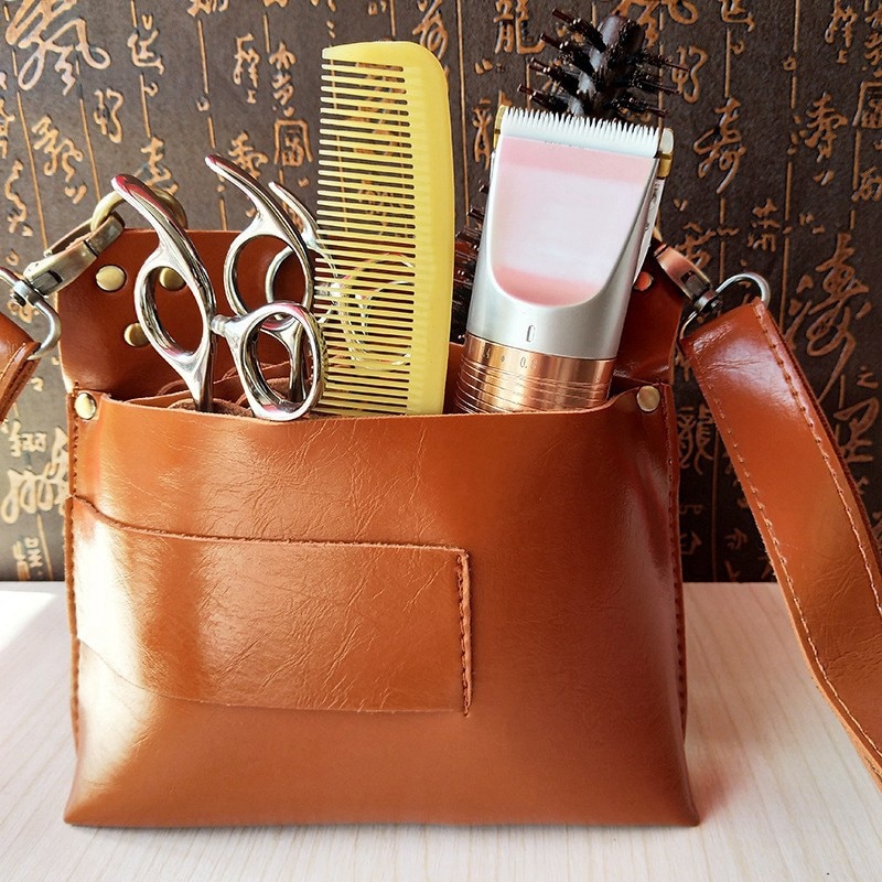 Pu Leer Haar Schaar Zak Waterdichte Kapper Scissor Pouch Kreukherstellend Kappers Pocket Grote Capaciteit Kapper Bag