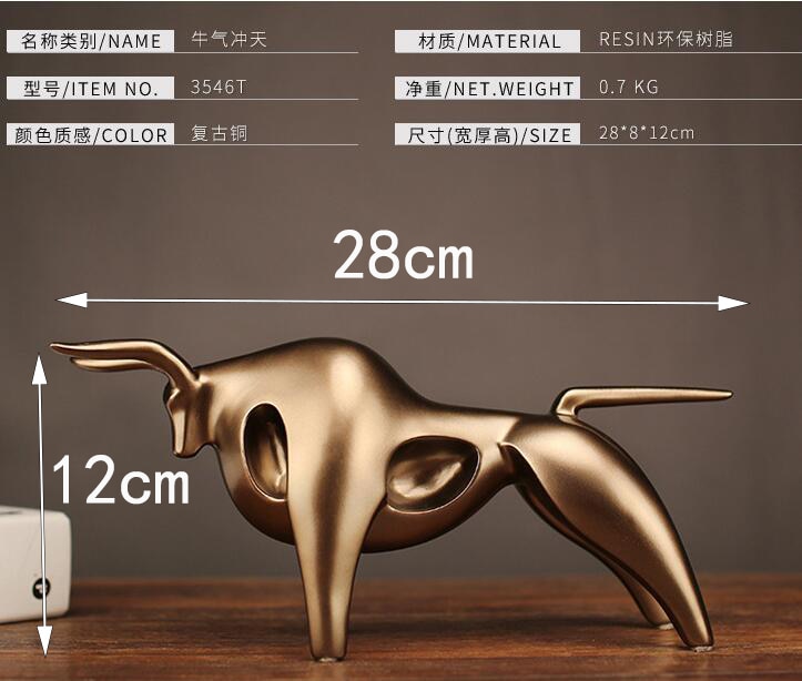 Verkoop Moderne Abstracte Gouden Kalf Standbeeld Hars Decoratie Woonaccessoires Geometrische Taurus Sculptuur Cra