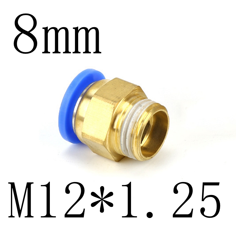 8mm Tube To M5 M6 M8 M10 M12 M14 M16 M20 Male Thread Straight One Touch Air Pneumatic Push In Pipe Fitting Quick Connector: PC8-M12x1.25