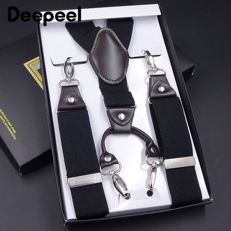 Deepeel 1pc 3.5*120cm Men Suspenders Metal Hang Buckle Male Jockstrap 4 Hooks Suit Decoration Wild Clothing Accessories SP007