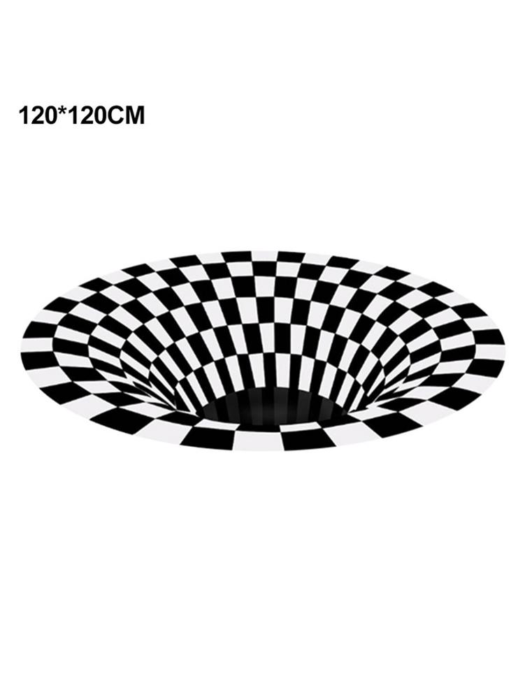3D Vortex Illusion tapis tourbillon impression sans fond trou tapis blanc noir abstrait géométrique Illusion d'optique salon décor Pad