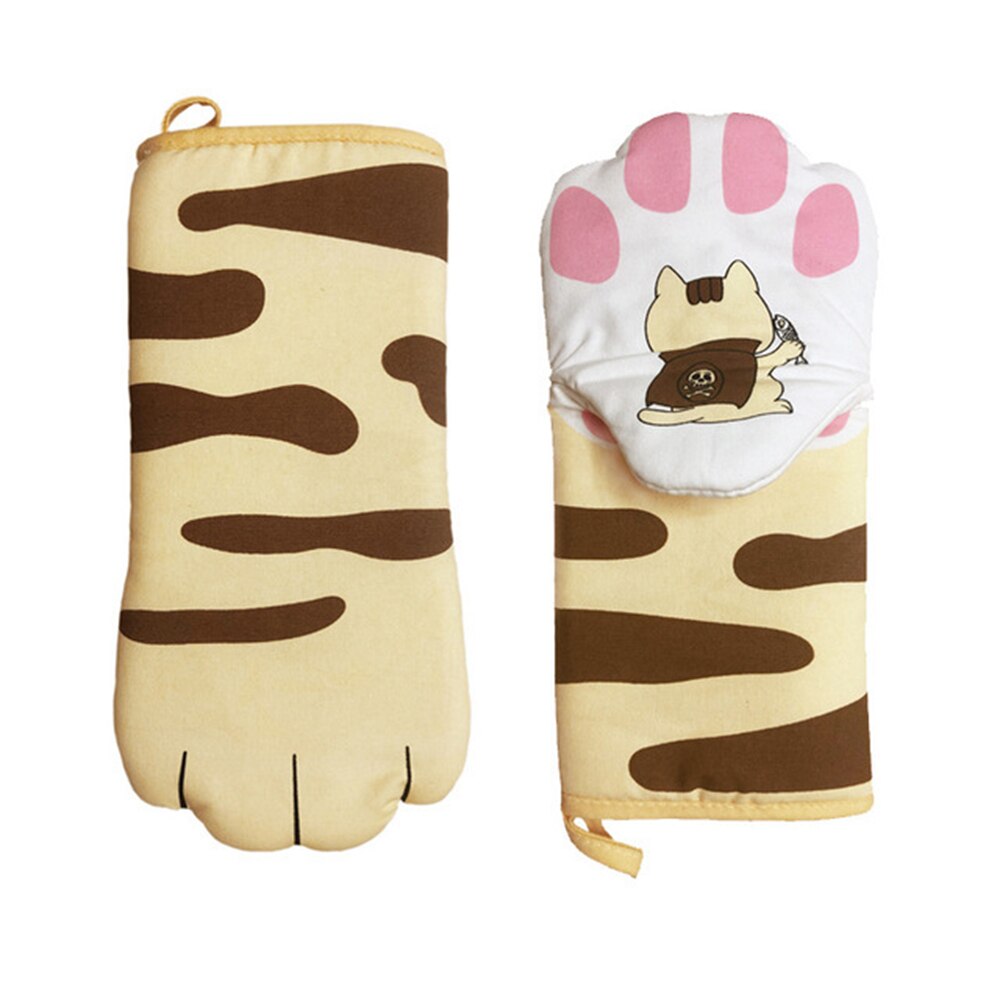 1pc Cartoon Cat Paw Oven Mitts Baking Insulation Microwave Anti-scalding Cotton Gloves Baking Accessories