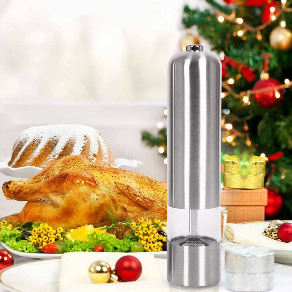 Electric Grinder Stainless Steel Pepper Mill Pepper Grinder Adjustable Automatic One-handed Operation Pepper Milling Tool