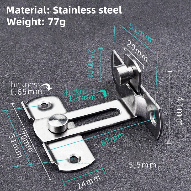 BETOCI pestillo de puerta de habitación con cerradura angular de 90 °, cerradura de Plano de 180 °, pestillo de pestillo cerradura de pestillo de curva, adecuado para múltiples tipos de hardware de puerta: 90 degree large